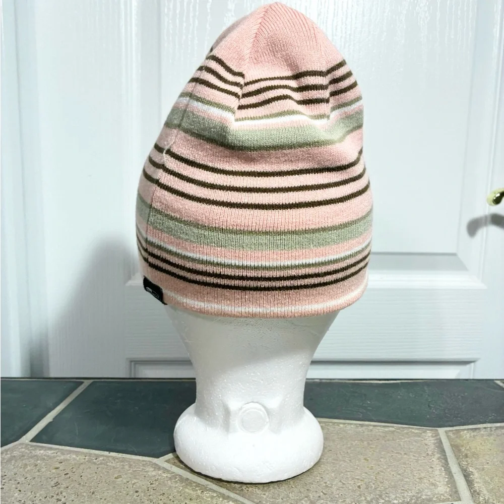 Y2K Adidas Reversible ClimaWarm Beanie Pink Brown White Stripes